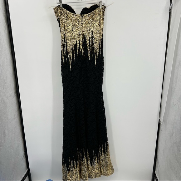 Cameo Gold Metallic Strapless Dress Large - Picture 4 of 8